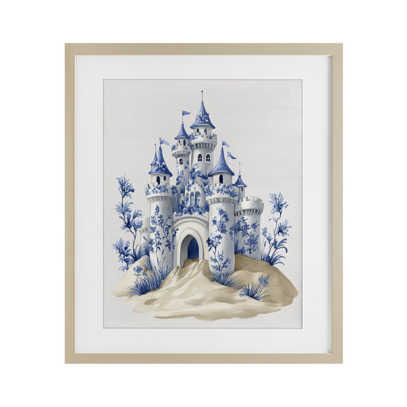 «Funky Toile Castle», reproduction encadrée sous verre, lettrée et doublée, H 16 po x l 13 po, Cadre de récolte en pin