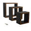 Harbour Housewares Modern Box Floating Wall Shelves - 25cm - Black - Pack of 3