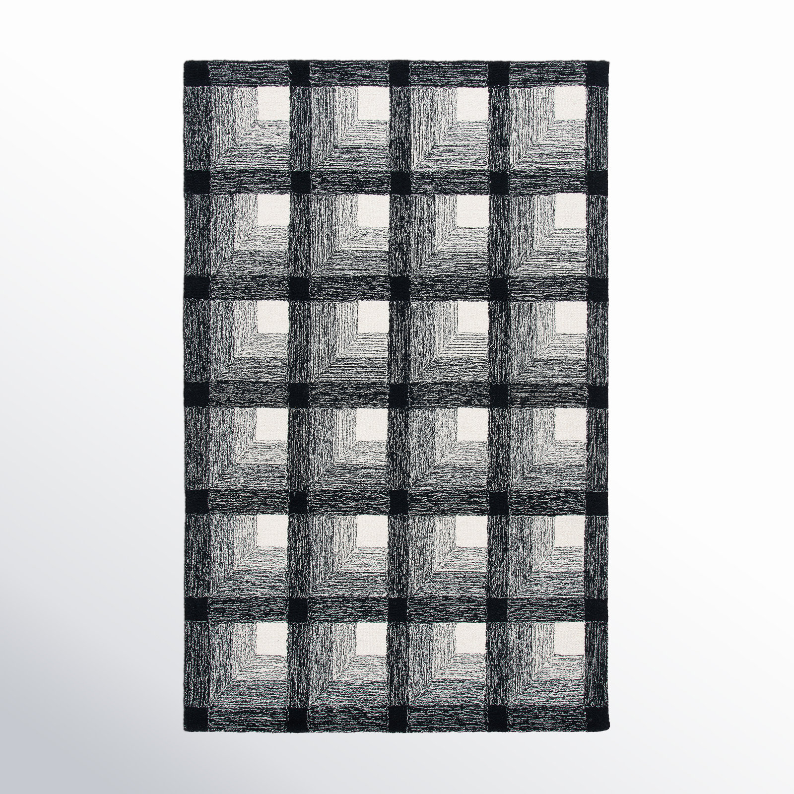 Robbie Handmade Wool Charcoal / Ivory Rug, Rectangle 3' x 5'