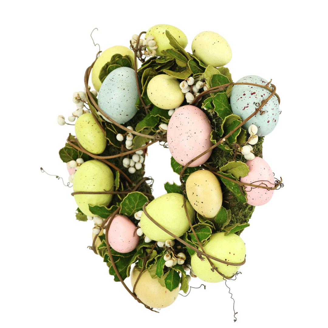 Eierkranz aus Rattan mit Eier und Trockenblumen Ostern Frühling Osterkranz Frühlingskranz Holly