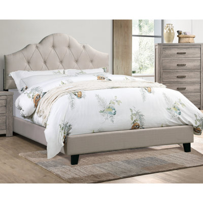 Lit double avec tête de lit tapissier, lit transitionnel à cadre brun et en bois, cadre de lit à utiliser