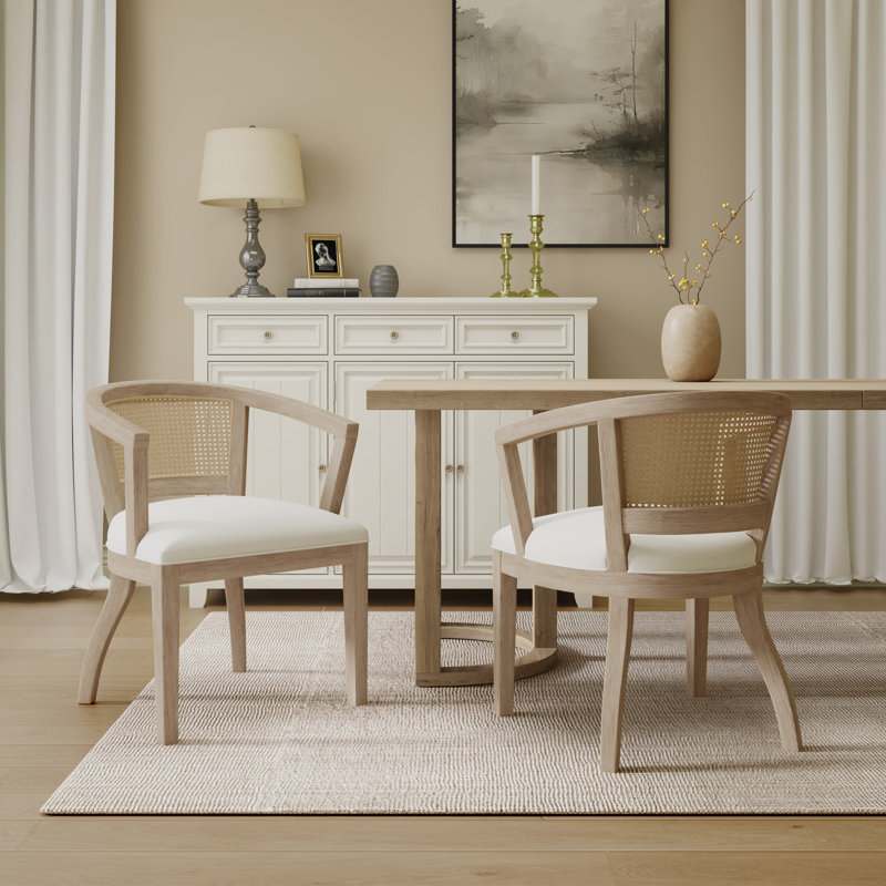 Ashia Cane Back Dining Chair, Cream/Natural