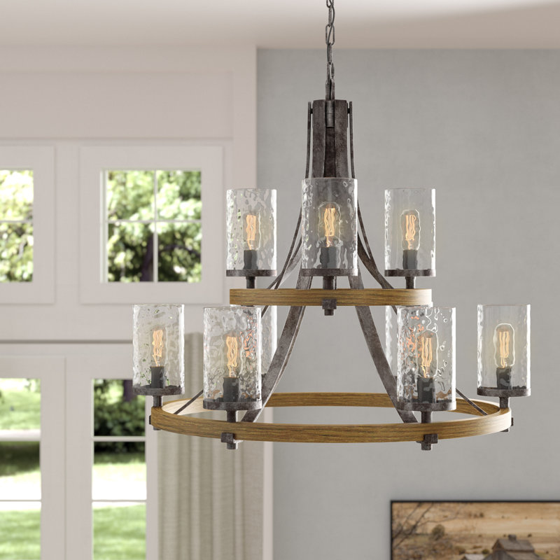 9-Light Dimmable Tiered Chandelier