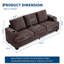 Canapé moderne en chenille 3 places pour le salon - Canapé à assise profonde avec porte-gobelets et rangement latéral - Style modulaire confortable pour appartement ou salon - Brun
