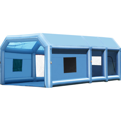 32.8 X 21 14.8 Ft Inflatable Spray Booth With 1100W+750W Blowers And Filtration For Big Vehicles Industrial Equipment Robust Fabric Quick Inflation Air Filter Large Commercial Machinery Construction