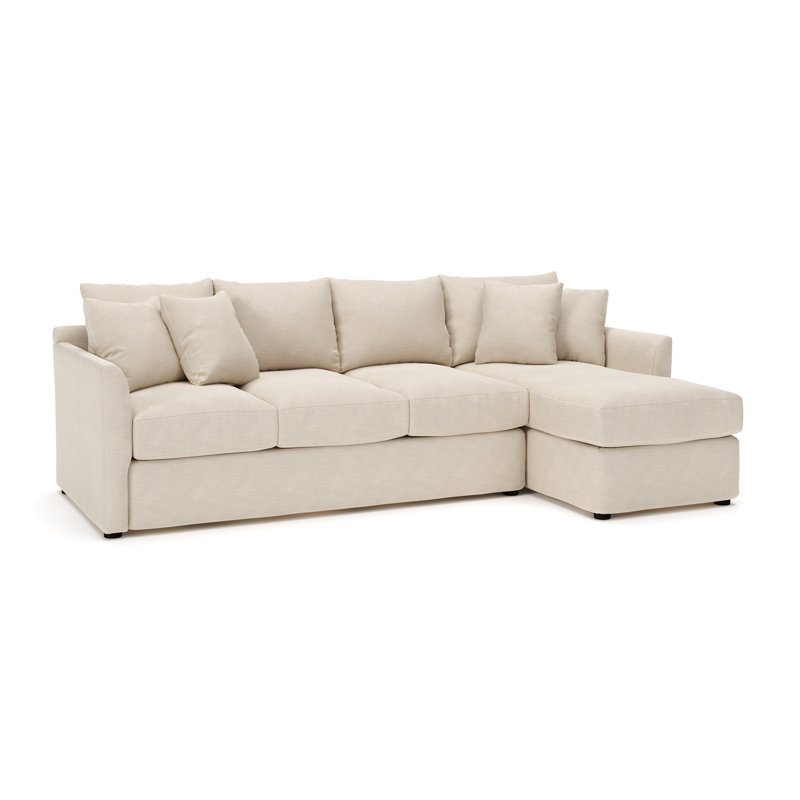 Cecelia Upholstered Sectional, Conversation Ivory Basketweave, Right Hand Facing