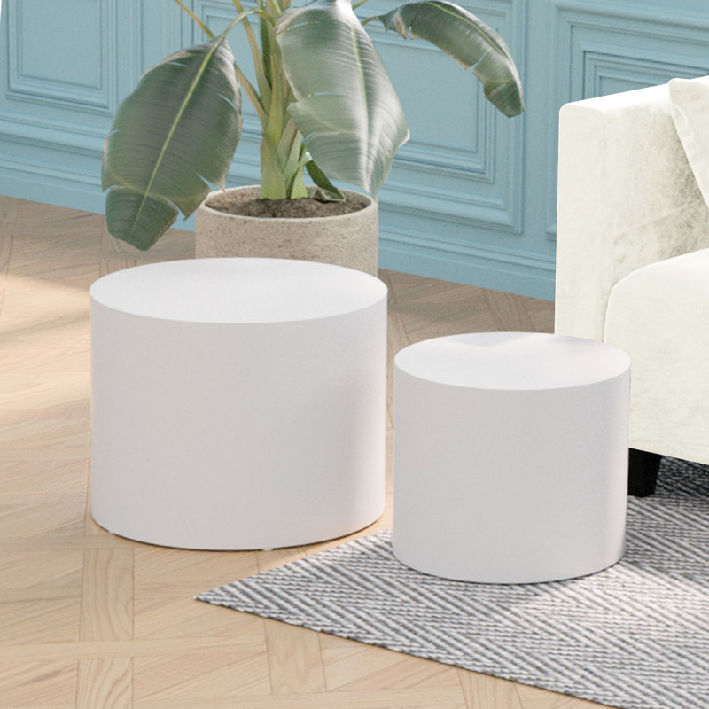 Table d'appoint blanche - avec 2 tables en frêne, chêne, placage de noyer pour le salon, le bureau, la chambre à coucher attrayante et les pièces d'extrémité Table en frêne / chêne / noyer