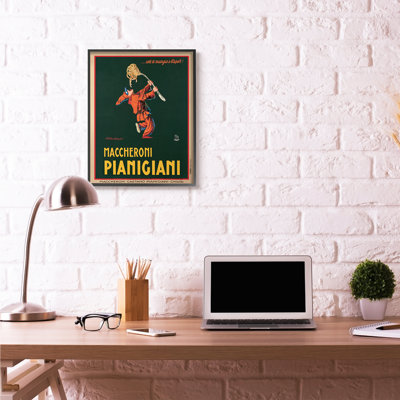 Maccheroni Pianigiani Vintage Poster Food Design XXL Black Framed Giclee Texturized Art by Marcello Dudovich