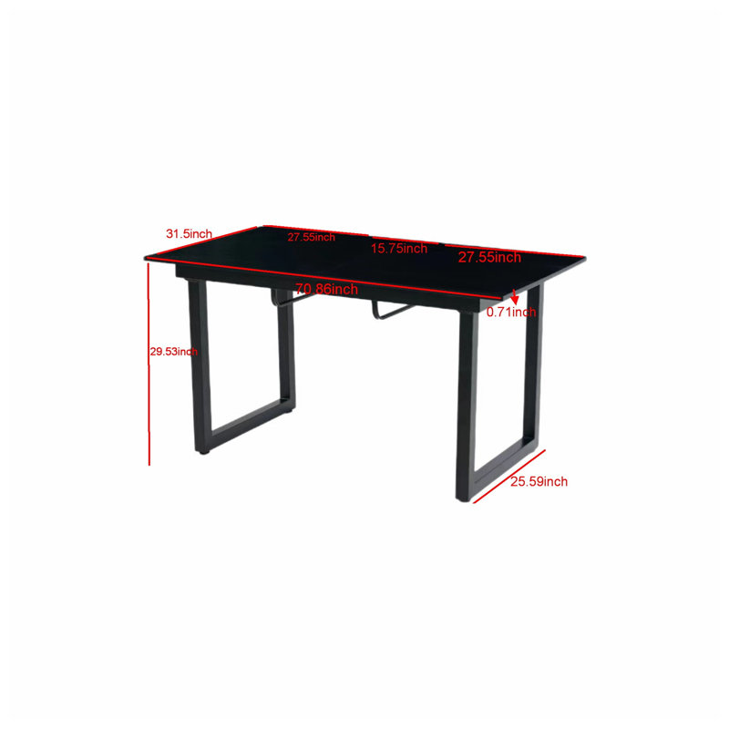 70.86 " Extendable with Steel Base Dining Table