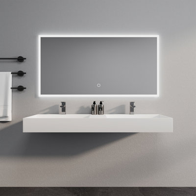 Lavabo de salle de bain rectangulaire double 54 po