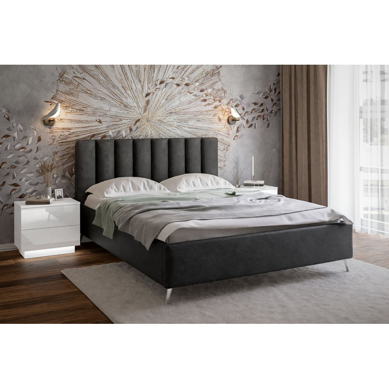 Vicente Upholstered Ottoman Storage Bed, Black, European Kingsize
