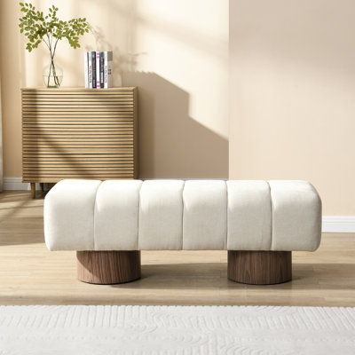Banc de tabouret en chenille beige, 300 lb, sans assemblage, idéal pour la salle à manger, le vestibule et la chambre à coucher