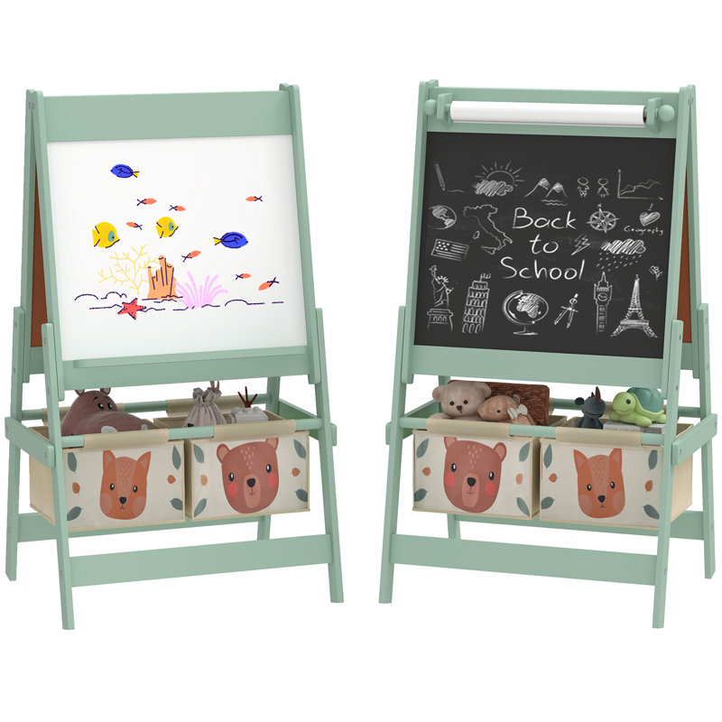 Arris Zoomie Art Easel for Kids with Paper Roll 3 in 1 Double-Sided Easel Green