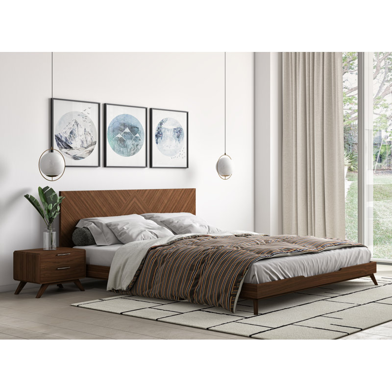 Lit plateforme en bois massif et placage Aubreah, Grand