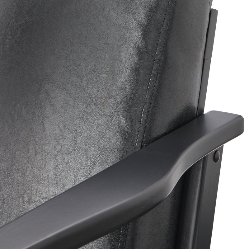 Fauteuil de 28 po de large Choudhury, Similicuir noir, Noir, noir, noir, noir