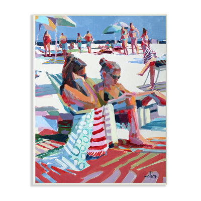 «Bright Colored Peinture, filles lisant à la plage» par Patti Mollica, peinture