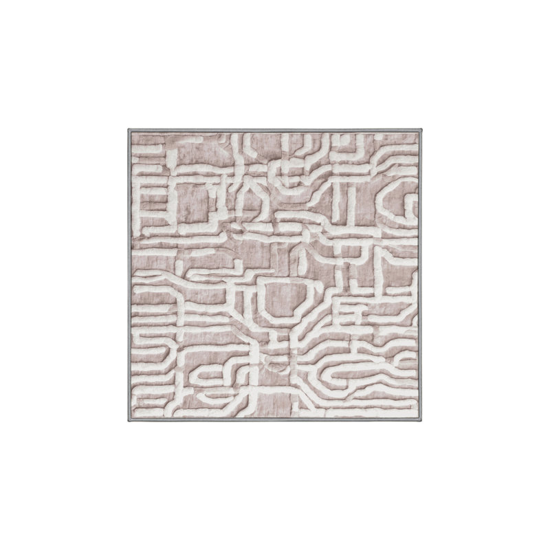 Machine Washable Gray Area Rug, Square 5'