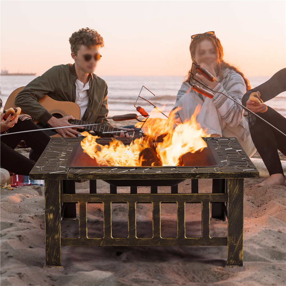 Steel Charcoal and Wood Burning Fire Pit