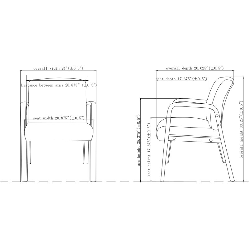 Chaise de salle d'attente en cuir reconstitué, Cerisier