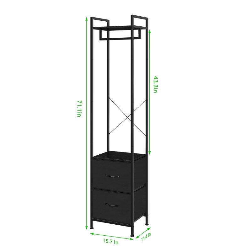 Porte-vêtements haut avec 2 tiroirs en tissu noir