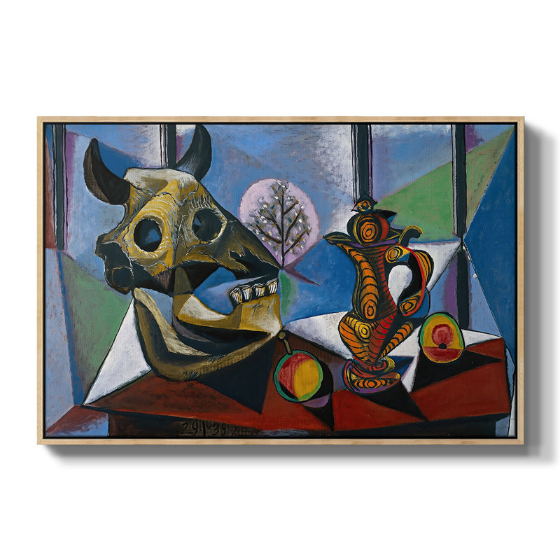 Nature morte avec crâne de taureau, 1939 - Pablo Picasso, toile tendue avec châssis, 24 po x 36 po, Naturel