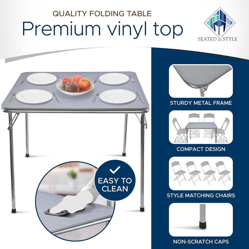 Table de banquet pliante en vinyle, Argent argent