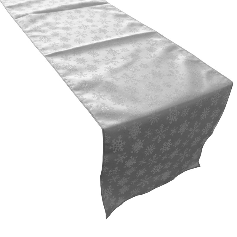 Metairie Geometric Christmas Table Runner, 144" L x 12" W, Silver