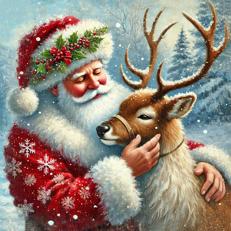 «Santa's Gentle Embrace», reproduction d'art sur toile tendue, H 12 po x l 12 po x P 2 po