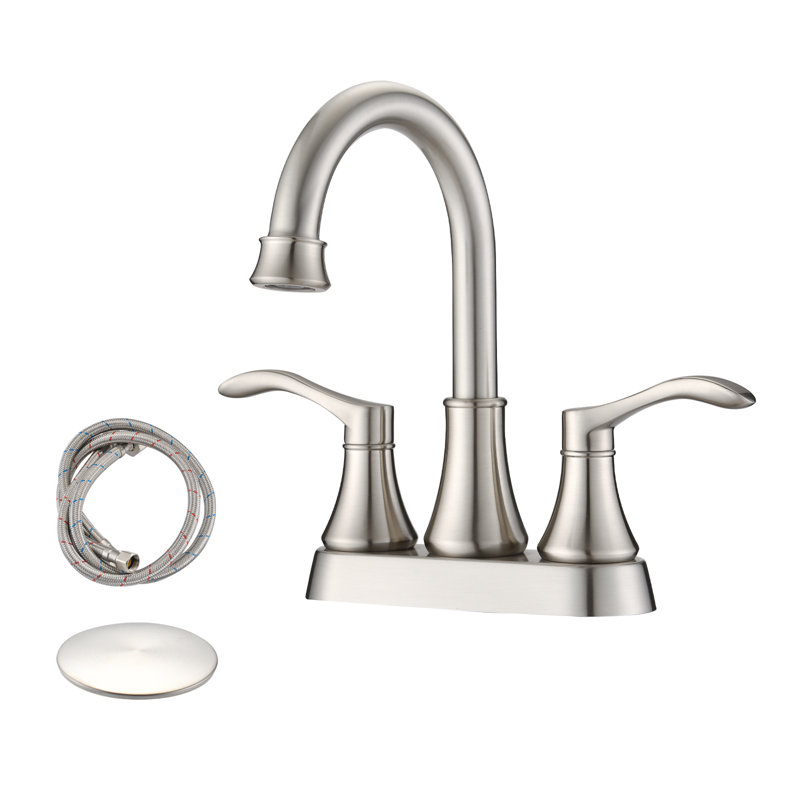 Centerset 2-handle Bathroom Faucet with Drain Assembly, Brushed Nickel