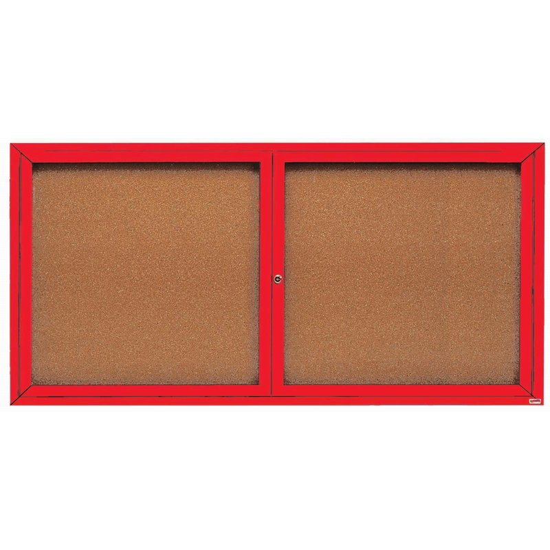 Panneau d'affichage mural fermé avec éclairage DEL, Rouge, Deux, H 36 po x l 72 po