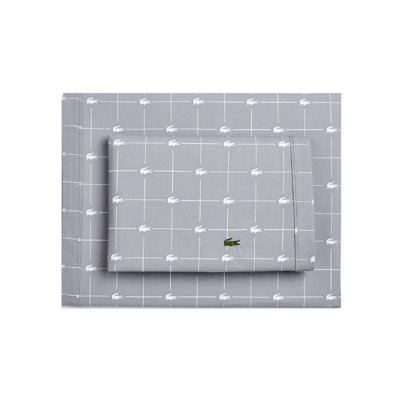 Lacoste Slice 100% Cotton Percale Sheet Set – Breathable Cooling Bedding, Crisp Matte Finish, All-Season Bed Sheets, Printed Design, Oeko-Tex Certified, Sleet, Cal King
