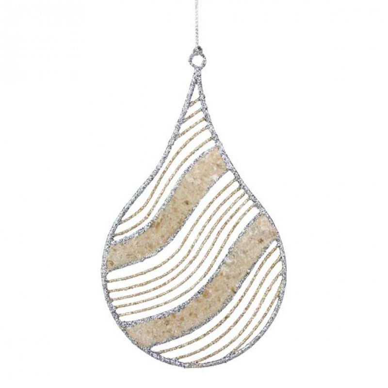 14cm Textile Holiday Shaped Ornament, Silver / Champagne Gold