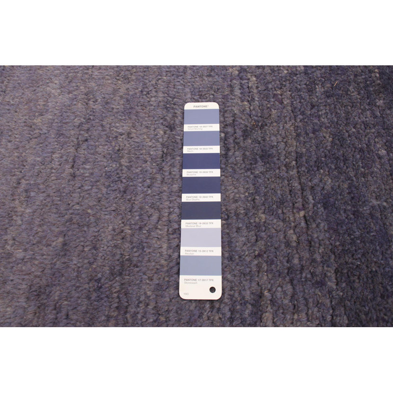 Tapis unique en laine noué à la main indigo nouvel âge Rheanon 5 pi 9 po x 9 pi 4 po