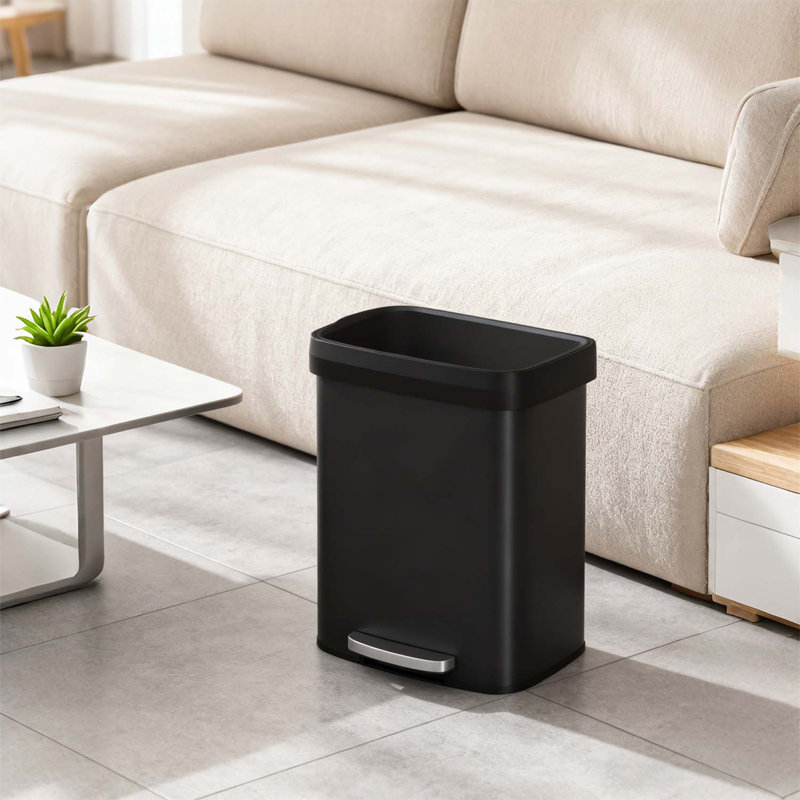 Poubelle en acier inoxydable 13,2 gallons / 50 l avec couvercle en plastique à fermeture en douceur et seaux intérieurs amovibles en plastique