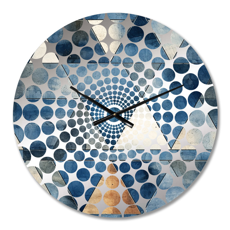 Rustic Cobalt Triangle Symphony - Geometric  Wall Clock, Small