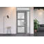 Front Exterior Prehung FiberGlass Door Frosted Glass / Manux 8552 Grey Ash / Side Exterior Window / Office Commercial and Residential Doors Entrance Patio Garage-W36+16" x H80"-Left-hand Inswing-98196057-98196064-98196062