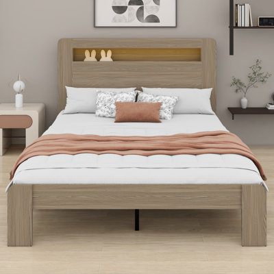 Base de lit plateforme avec tête de lit à DEL et rangement facile