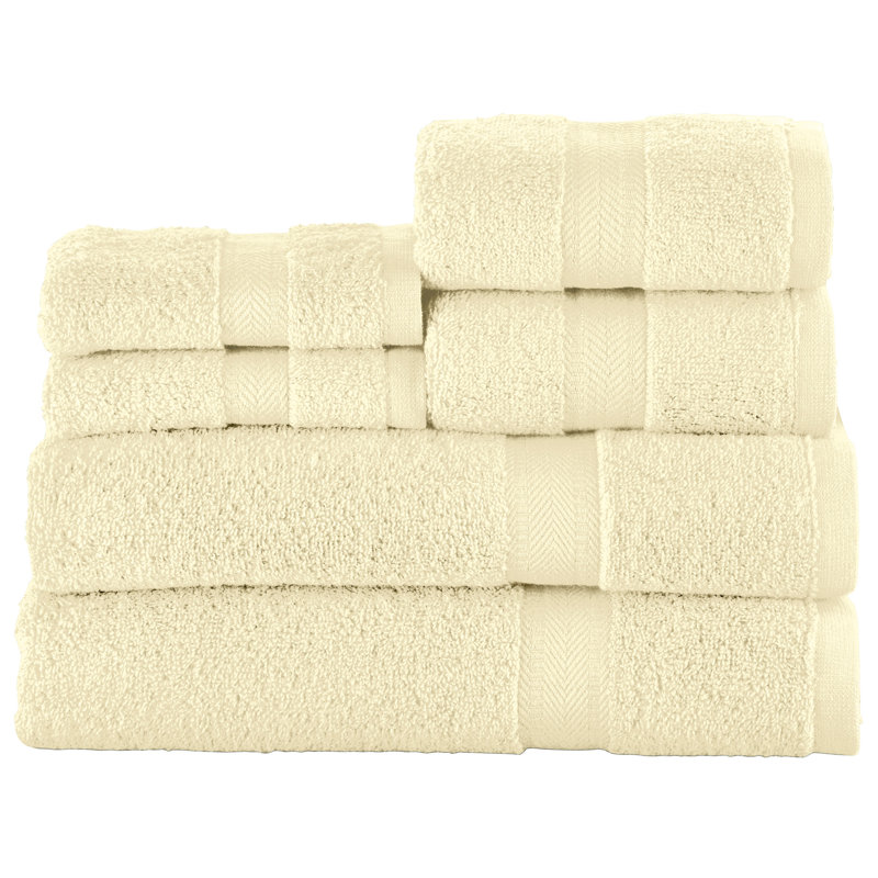 Ensemble de serviettes 6 pièces 100% coton Brooke-Louise, Crème