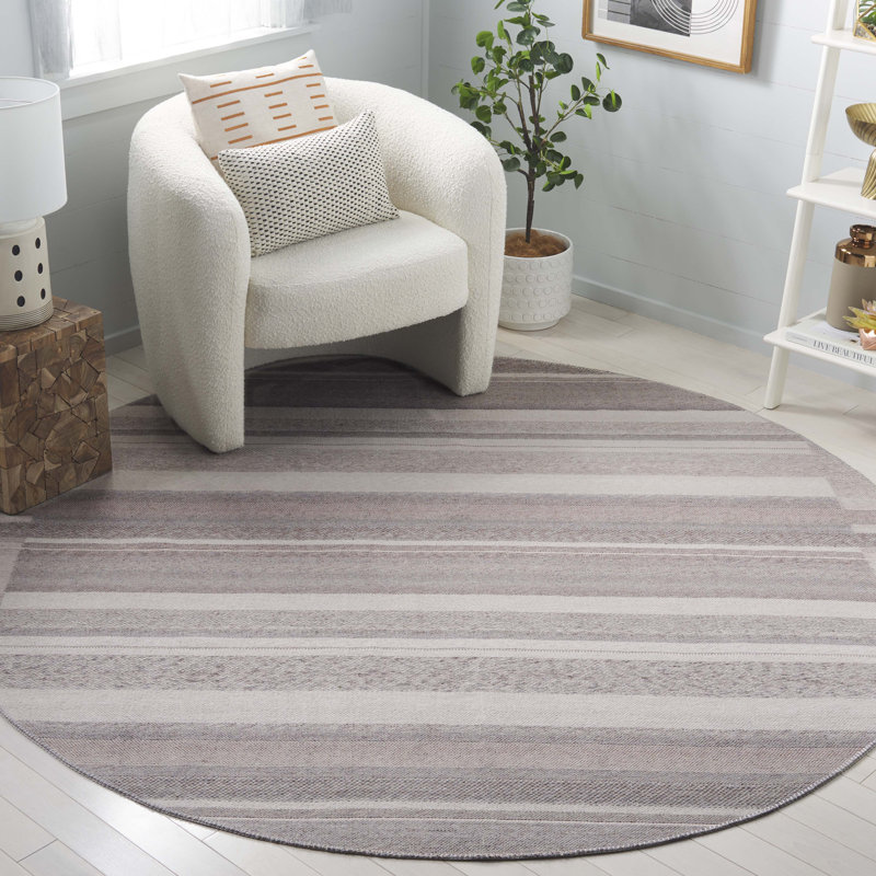 Abniel Performance Striped Rug, Round 7'