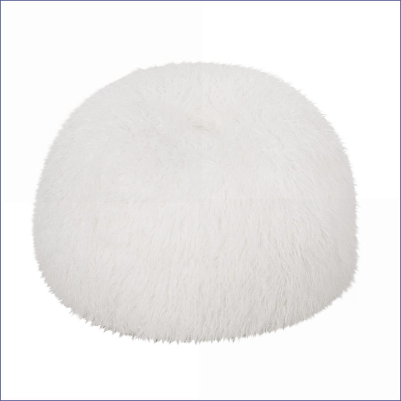 Fauteuil à billes arrondi en fausse fourrure de 3 pi Mandana - rembourré de mousse souple | Blanc | Rond