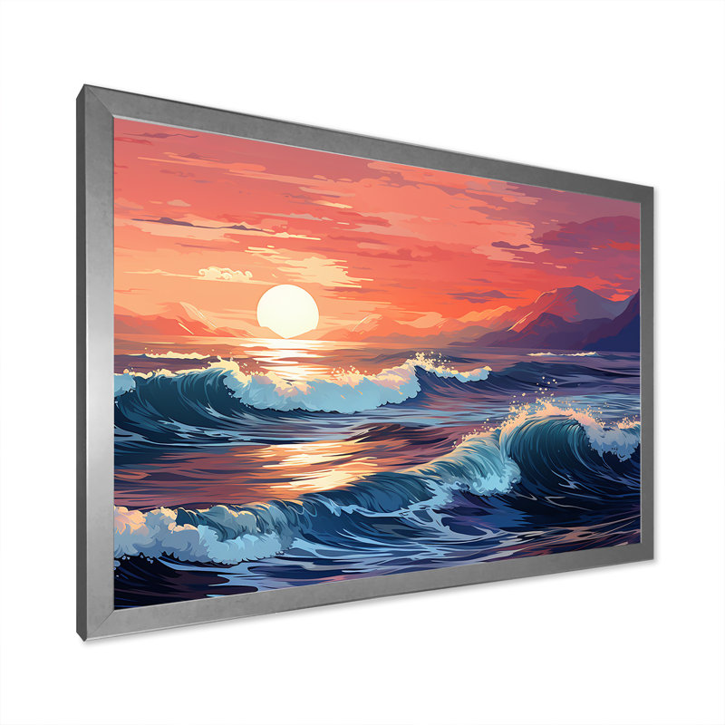 " Rainbow Beach Sunset III ", Silver Single Picture Framed, 34" H x 44" W x 1.5" D
