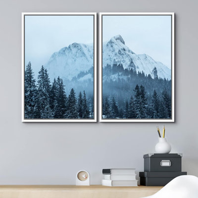 " Winter Arctic Snow Mountain Forest Nature Landscape Print Decor " 2 - Pieces