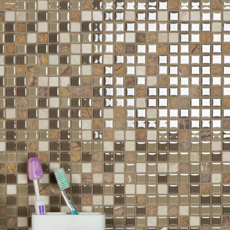 Crystal Stone 0.625 in. x 0.625 in. Glass & Stone Multi Finish Tiny Square Mosaic Decorative Kitchen & Bathroom Wall Tile