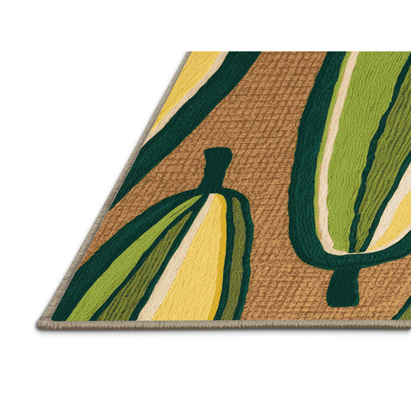 Washable Wampee Fruits Area Rug, Round 3'