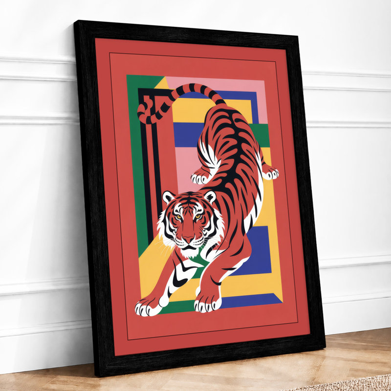 Tiger Geometric - Framed Print, Black, A3 - 42.0 x 29.7 cm