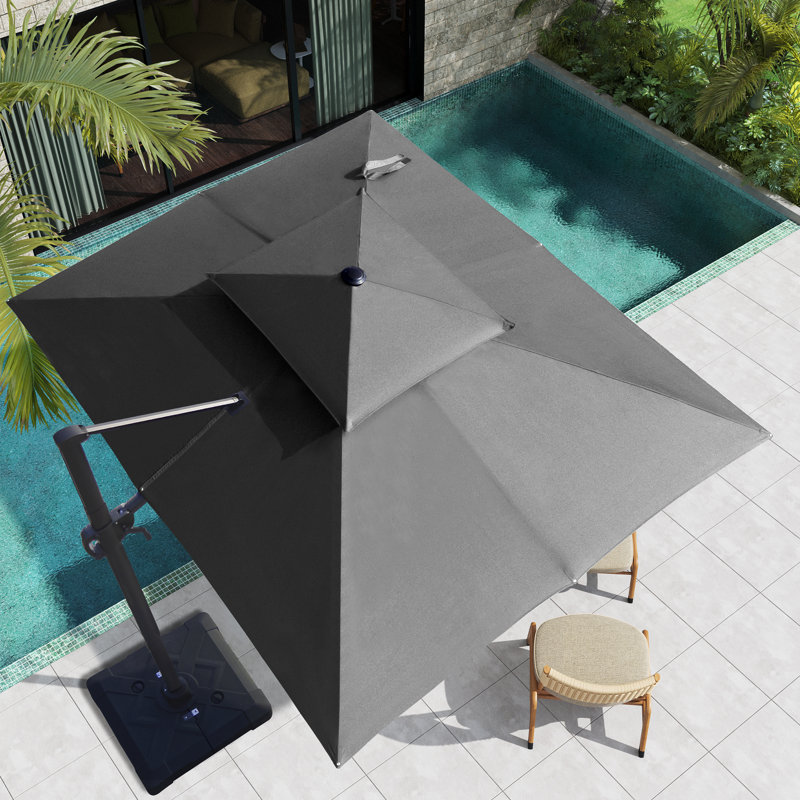 Jauhen 128' X 104'  Cantilever Umbrella, Weighted Base Does Not Include, Gris foncé