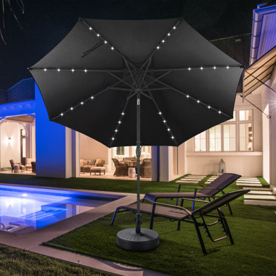 Parasol de marché illuminé 10 pi avec plage 8 côtes