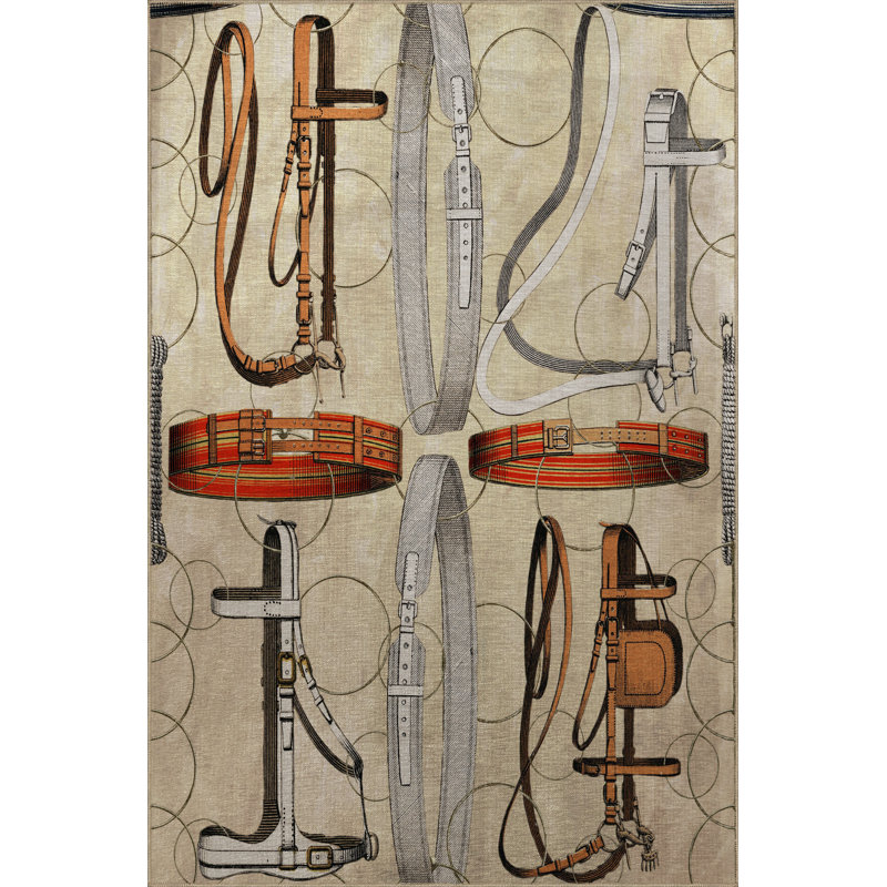 Multi-Colored Abstract Design Circle and Arch Patterned Modern Decorative Rug, Runner 3'10" x 9'10"