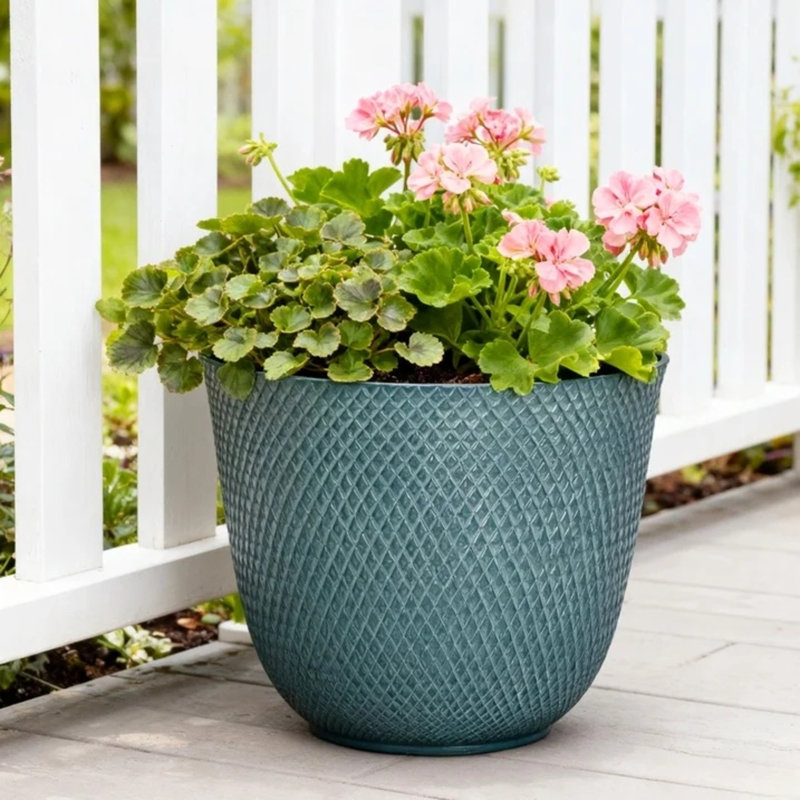 Jardinière en résine bleue recyclée, Sarcelle