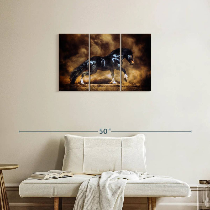 Cheval de trait noir, H 20 po x l 33 po